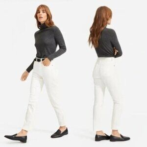 NWT Everlane The Cheeky Straight Jean 28 Bone Ankle Cropped High Waisted